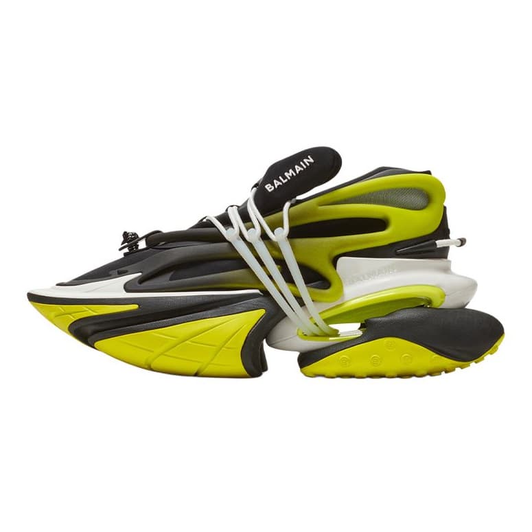BALMAIN Unicorn Comfort Chunky Sole Lightweight Wear-Resistant Low-Top Dad Shoes Men's Black Yellow 2