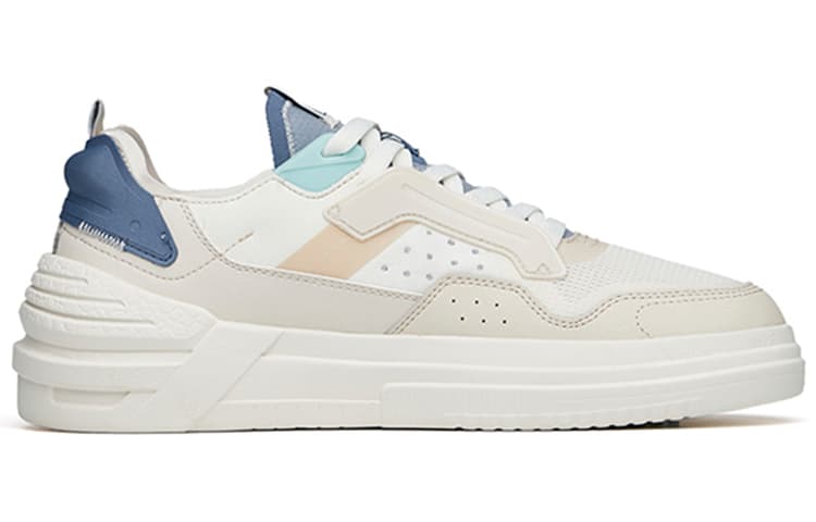 ANTA Life Collection Skateboard Shoes Men Low-Top Ivory White/Mud Sand Grey/Chessboard Grey 4