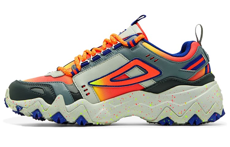 FILA Oakmont TR Cushioning Anti-Slip And Wear-Resistant Low-Top Chunky Sneakers Women's Blue Gray Orange US Version 2
