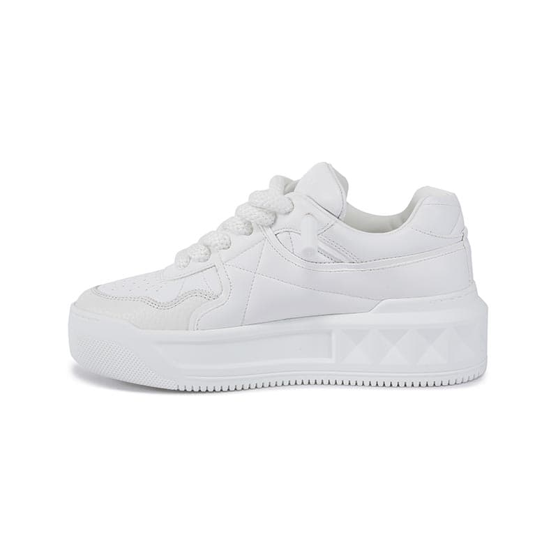 Valentino Leather ONE STUD XL Studded Lace-Up Platform Low-Top Casual Shoes Women's White 2