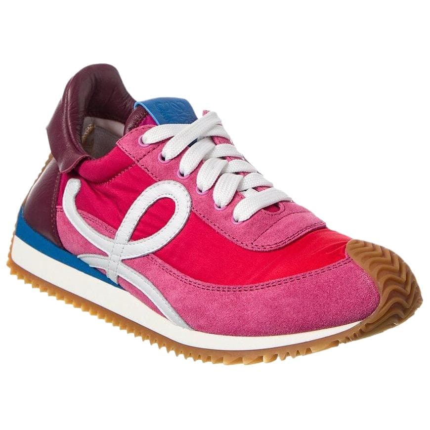LOEWE Flow Runner 2.0 Suede Round Toe Lace-Up German Army Trainers Low-Top Casual Shoes Women's Pink 5