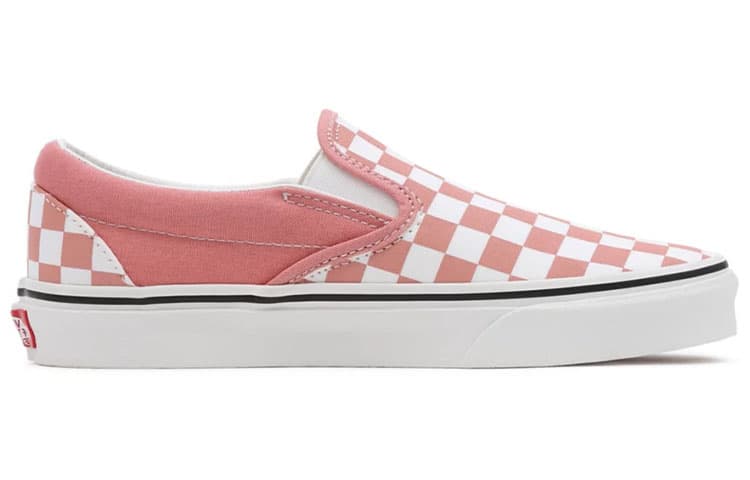 Vans Checkerboard Classic Slip On Low Top Sneakers Pink/White Women's 4