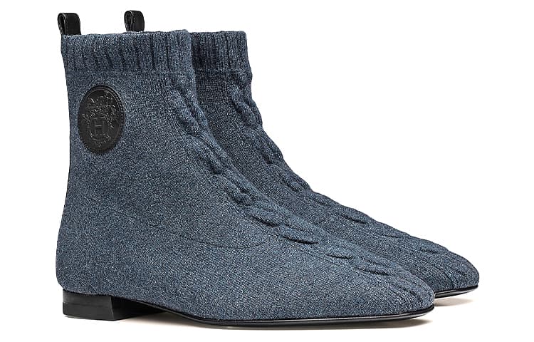 HERMES Duo Ankle Boots Women's Dark Blue 6