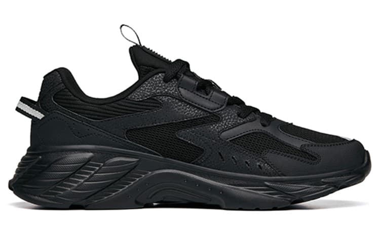 Anta Running Series City Fabric Leather Retro Sport Cushioning Anti-Slip Wear-Resistant Breathable Lightweight Low-Top Casual Shoes Men's Black 3
