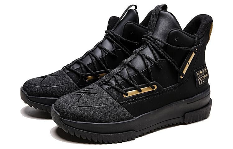 Anta Basketball Collection Anti-Slip Wear-Resistant High-Top Vintage Basketball Shoes Men's Black Gold 3