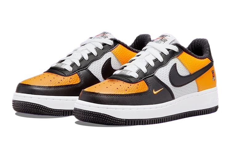 Nike Air Force 1 Low Black Gold Jersey Mesh GS 6