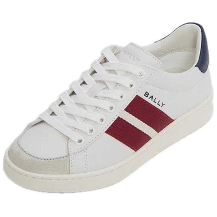 BALLY Leather Round-Toe Lace-Up Low-Top Sneakers Women's White 2