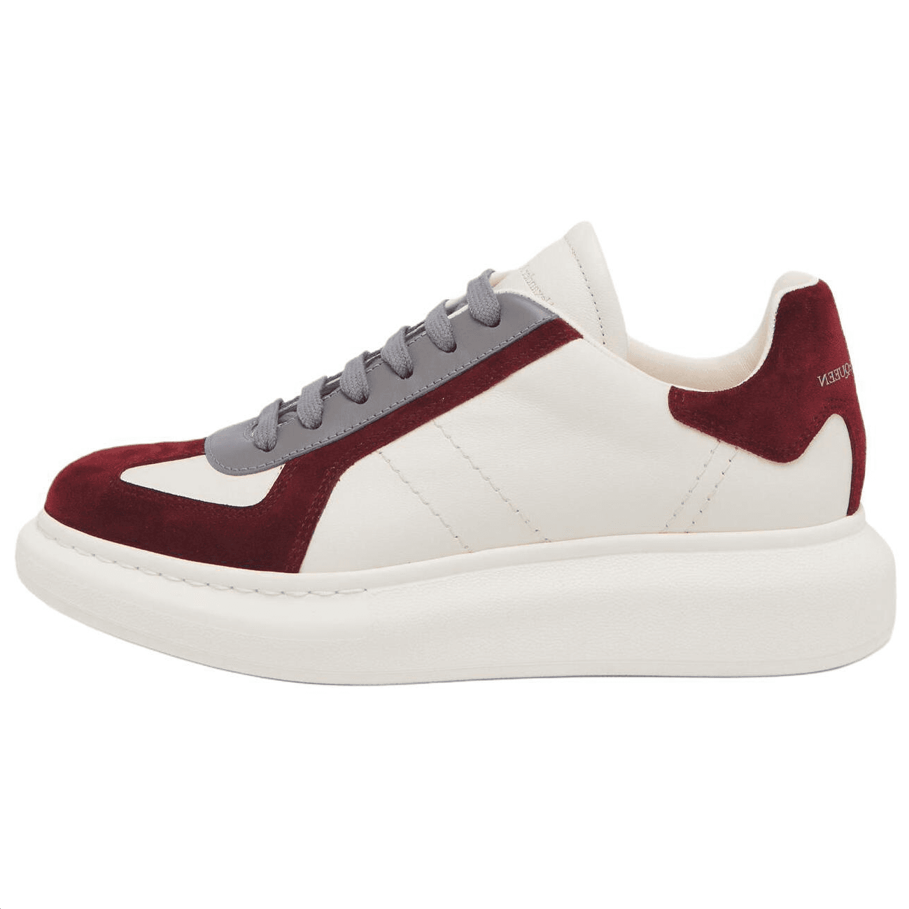 Alexander McQueen Leather Round-Toe Platform Low-Top Casual Shoes Women's White Red 2