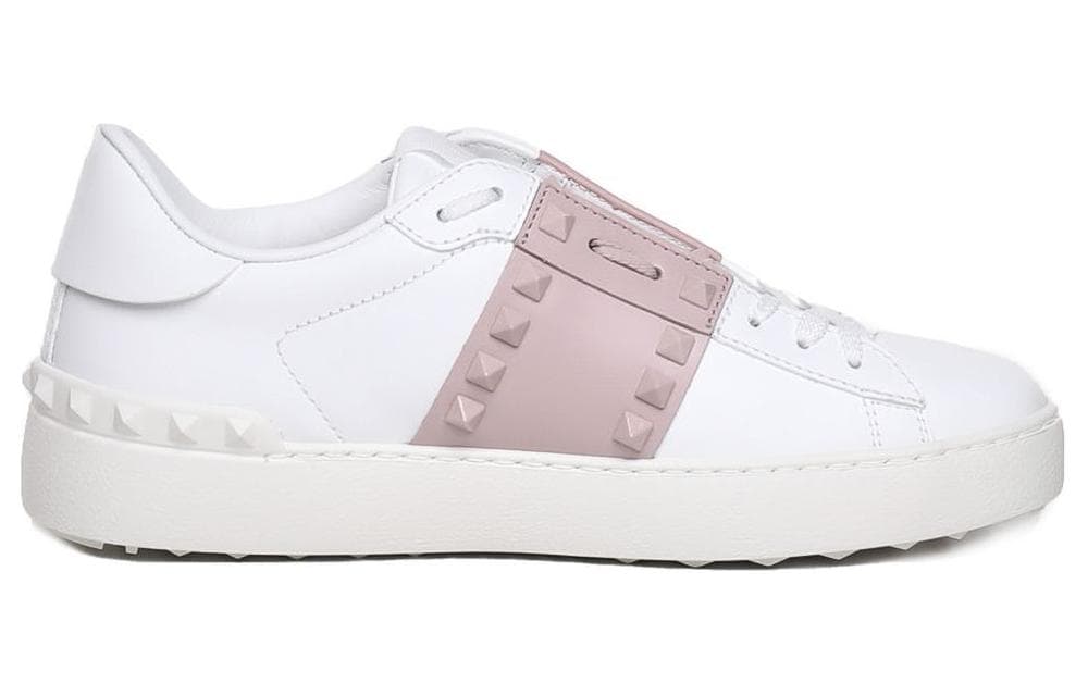 Valentino ROCKSTUD UNTITLED Garavani Low top Stylish Skateboarding Shoes Women's White Pink 3