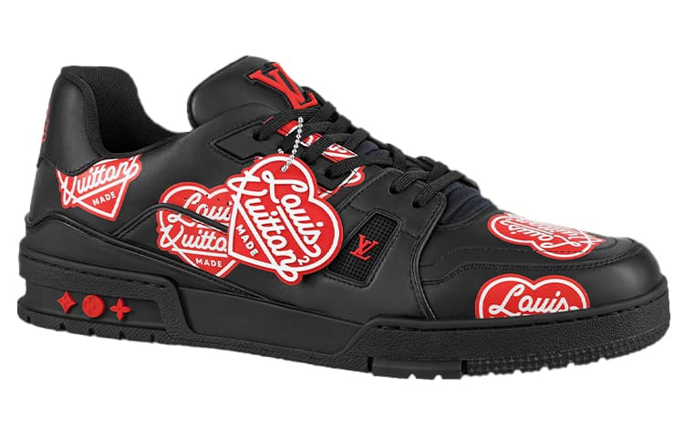 LOUIS VUITTON X Nigo Trainers 'Black With Red Logo Hearts' 4