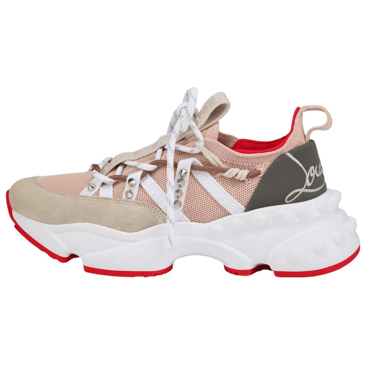CL Trailnrun Suede Calfskin Round Toe Lace-Up Low-Top Casual Shoes Women's White 2