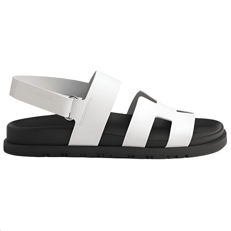 HERMES Genius One Strap Sandals Women's White 4