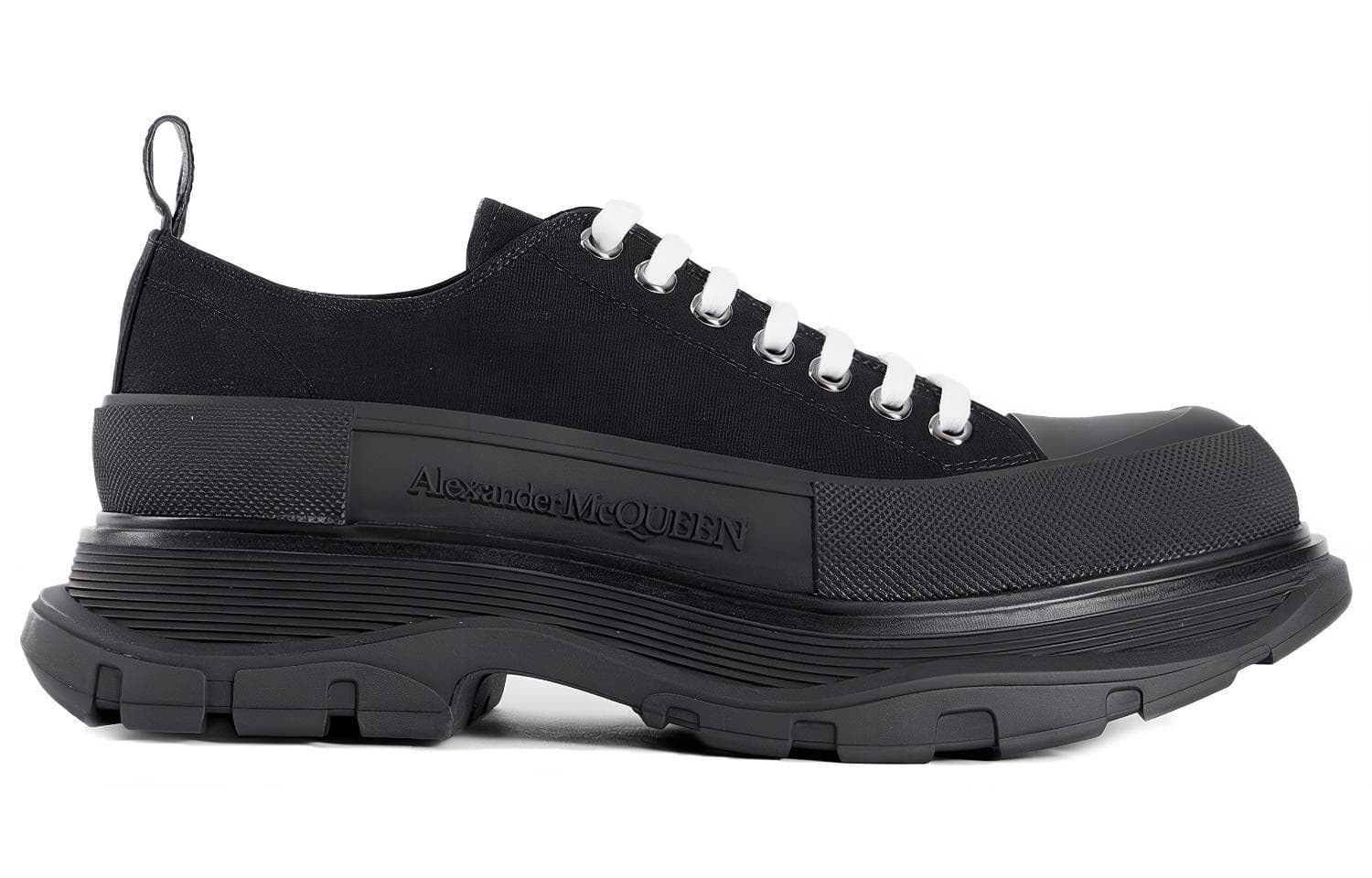 Alexander McQueen Tread Slick Lace Up Sneakers 'Triple Black' 4