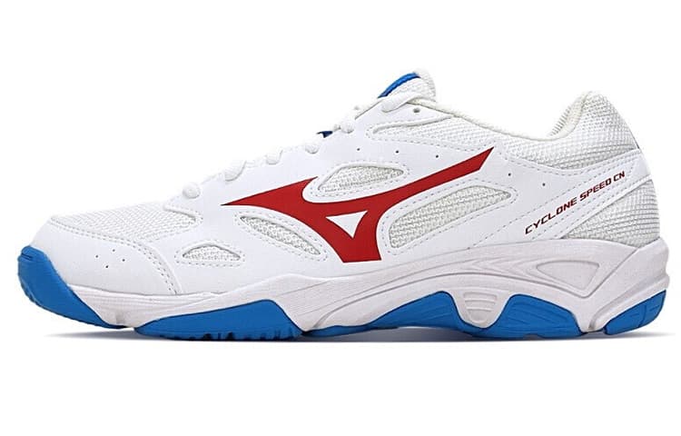 Mizuno Cyclone Speed CN Slip Resistant, Abrasion Resistant, Breathable Low top Training Shoes Unisex White Blue Red 2