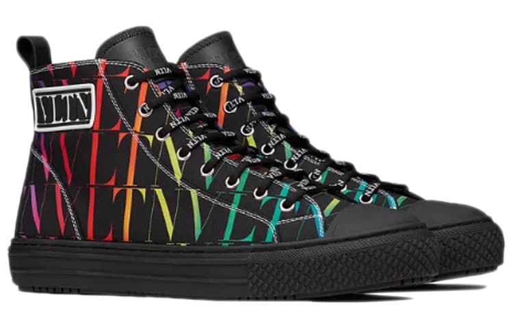 Valentino Giggies High-Top Canvas Shoes Men's Black 6