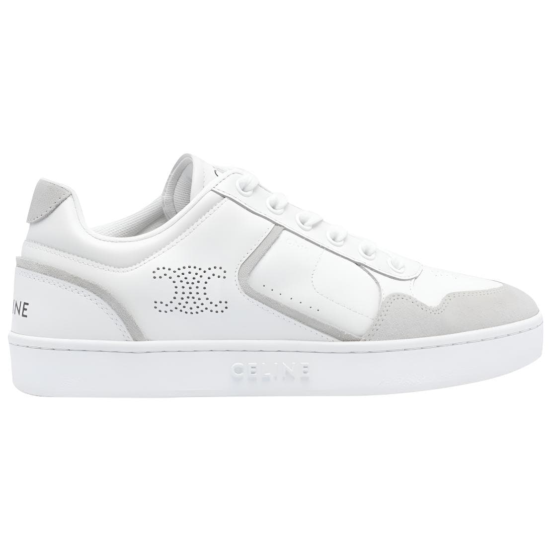 CELINE Trainer Round Toe Lace-Up Low-Top Sneakers Women's White 4