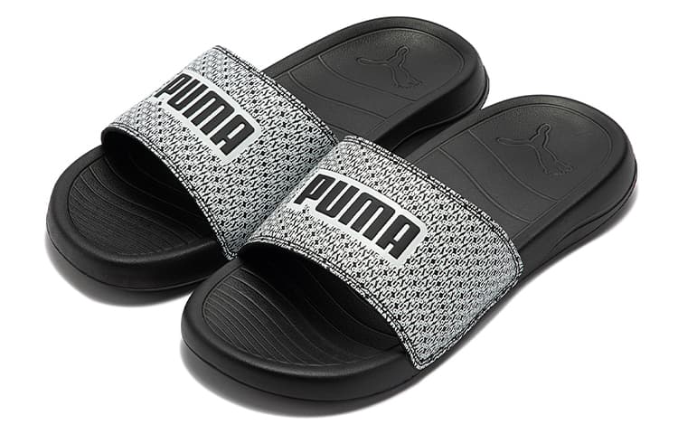 PUMA Popcat 20 Rubber Sole Slide Slippers Unisex Black White 5