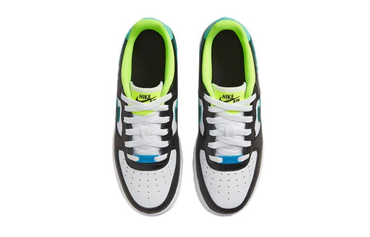 Nike Air Force 1 Graffiti Abrasion Resistant Low Top Kids' Skateboarding Shoes Black Green Teenagers 6