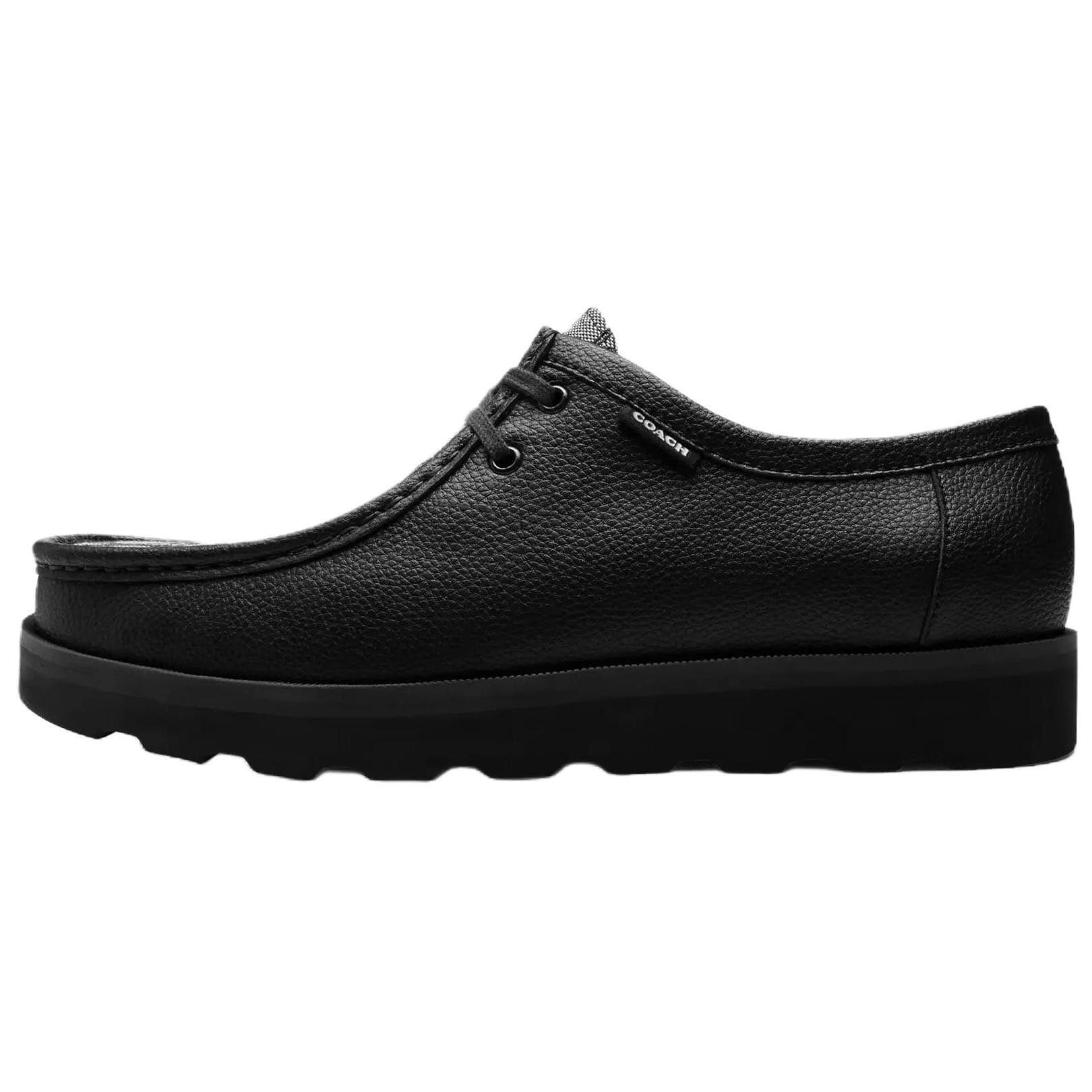 COACH Chukka Leather Round Toe Lace-Up Polo Boots Casual Shoes Men's Black