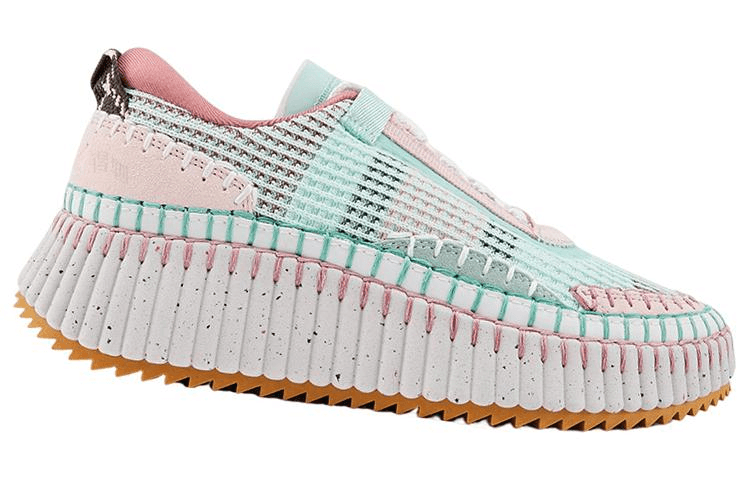 Chloe Nama Fabric & Leather Comfortable Versatile Low-Top Casual Shoes Women's Pink Blue 5