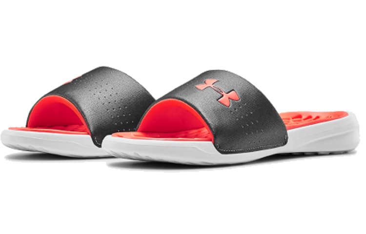Under Armour Playmaker Fixed Strap Slippers Black/Orange Women's 6