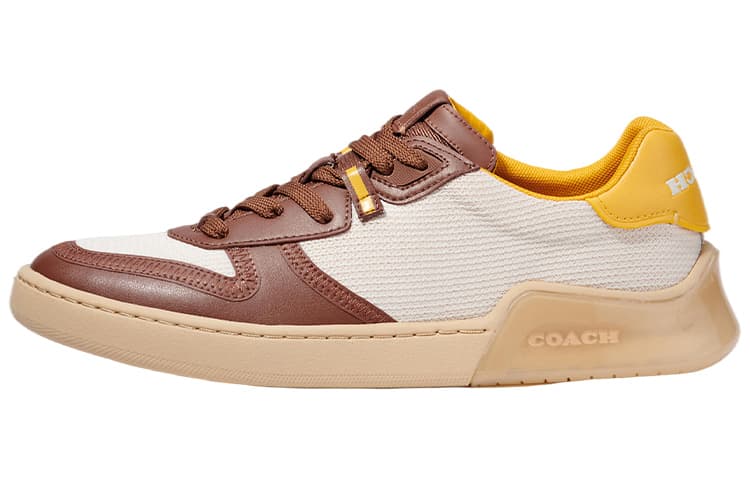 COACH CitySole CITYSOLE COURT Low-Top Stylish Skateboarding Shoes Men's Brown Yellow White 2