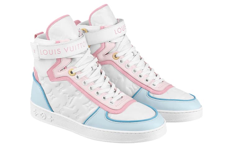 LOUIS VUITTON Boombox Ankle Sneakers 'White Monogram With Pink And Blue' Women's 6