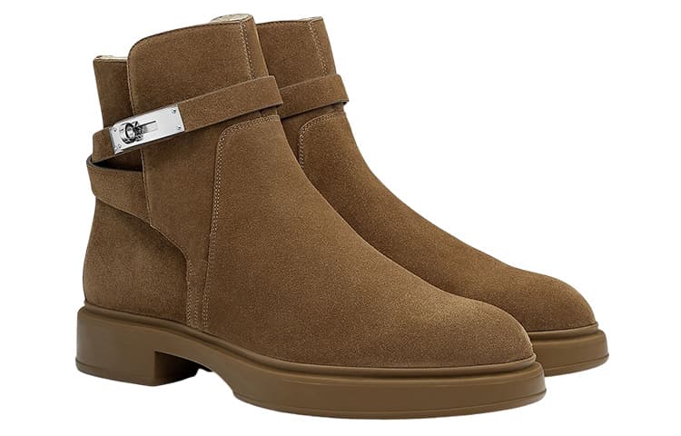 HERMES Ankle Boots Men Brown 6