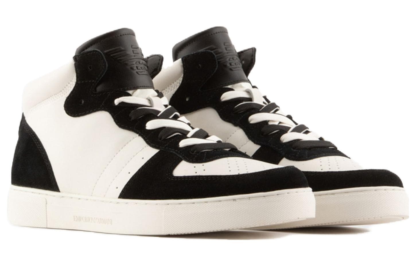 EMPORIO ARMANI Mid-Top Stylish Skateboarding Shoes Men's Black White 4