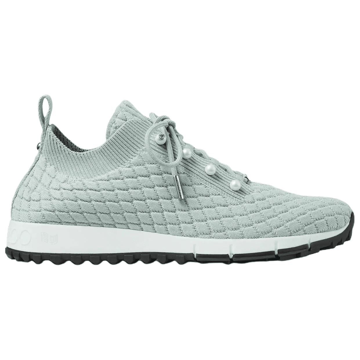 Jimmy Choo Veles Textured Knit Crystal-Embellished Button Round-Toe Lace-Up Low-Top Casual Shoes Women's Light Aqua Green 4