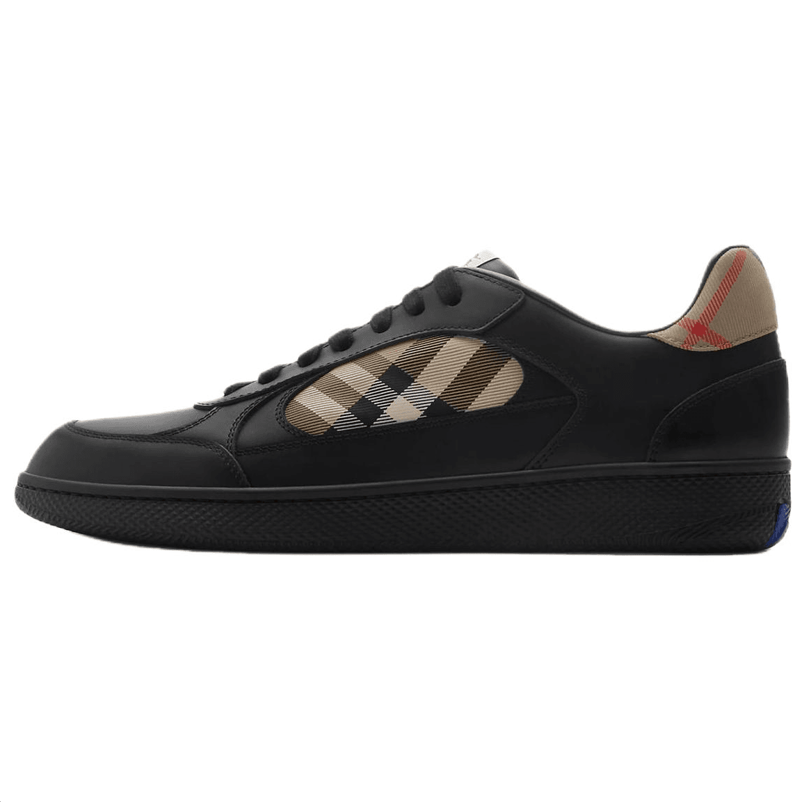 Burberry Terrace Leather Round Toe Lace-Up Low-Top Skate Shoes Men's Black