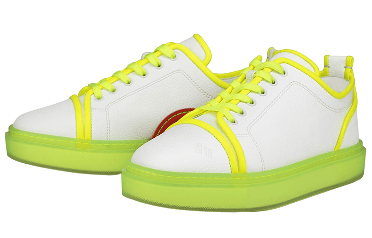 CL Adolon Junior Lace-Up Low-Top Fashion Sneakers Men's White Green Yellow 6