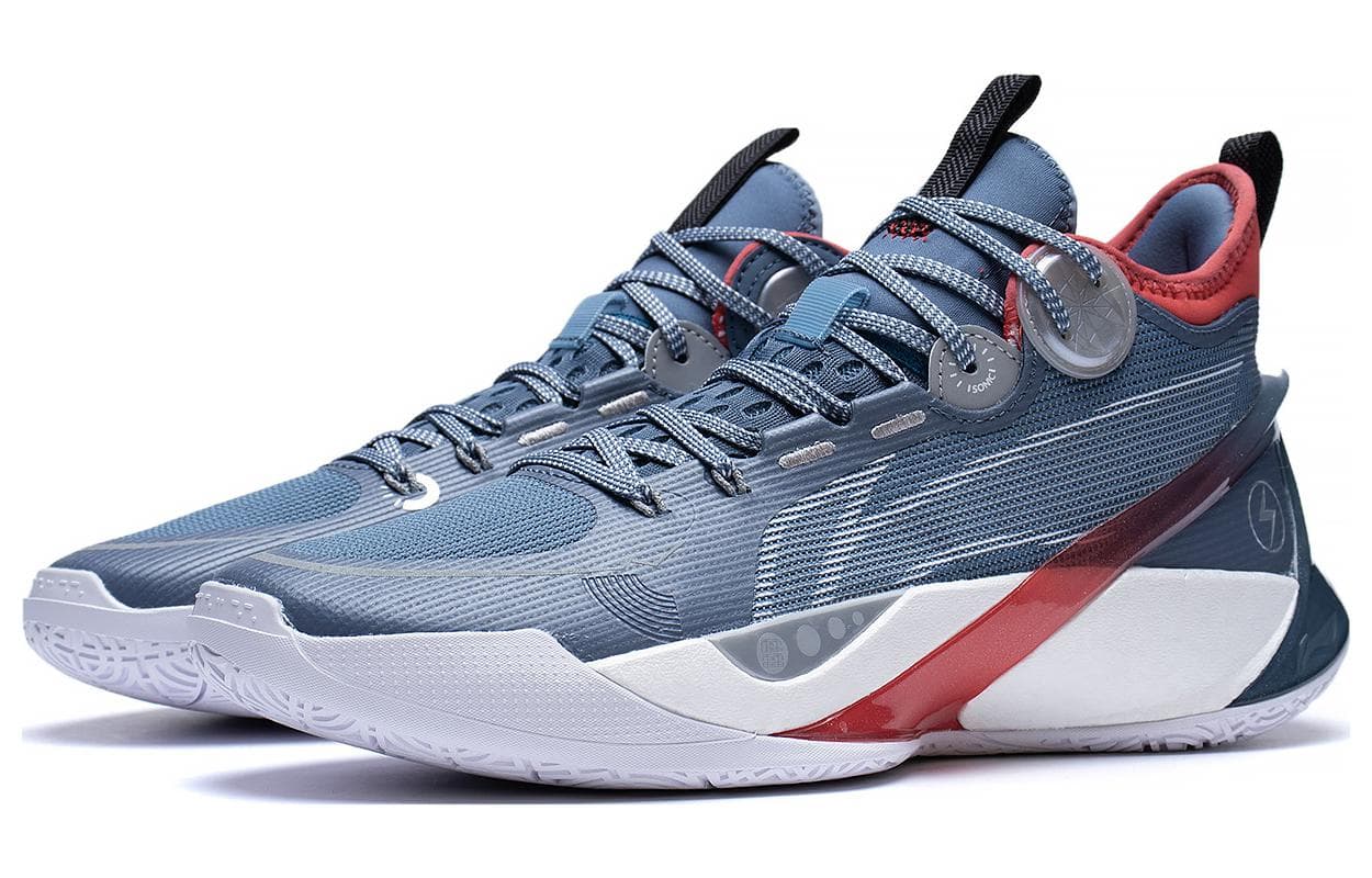 LiNing SONIC 10 Ultra Durable Breathable Mid-Top Basketball Shoes Blue White Red 6