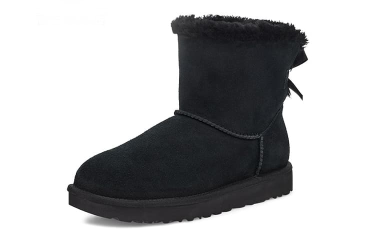 UGG Mini Bailey Brooch Fleece Lined Black Women's 6