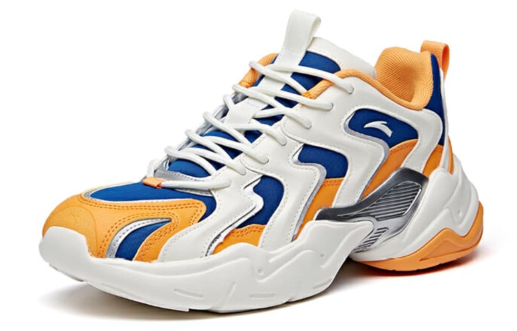 Anta Full Credit Anti-Slip Wear-Resistant Low-Top Chunky Sneakers White Yellow Blue 3