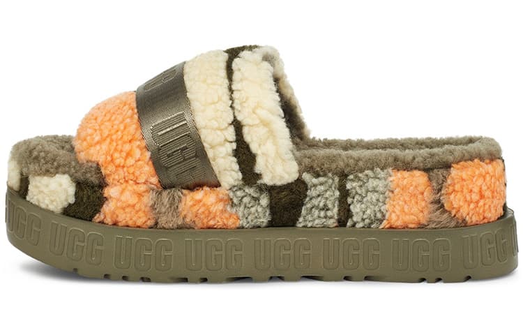 UGG Fluffita Cali Collage Slipper Olive Green Women's 2