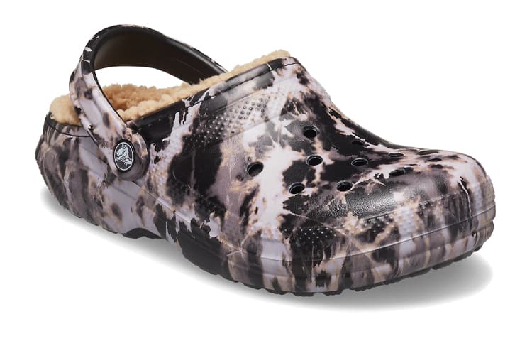 Crocs Classic Lined Bleach Dye Clogs 'Black White Beige' 5