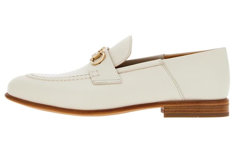 FERRAGAMO GANCINI Trim Mule Loafers Women's White 2