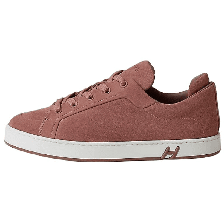 HERMES 'Kid' Goatskin Round-Toe Lace-Up Low-Top Skate Shoes Women's Vintage Rose 2