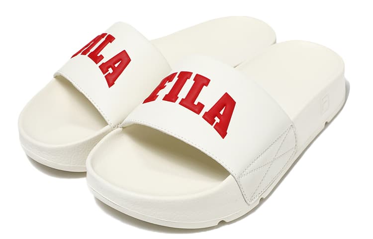FILA Uni Drifter Slide Slippers Unisex Ecru/Red 3