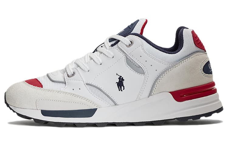 Polo Ralph Lauren Leather Lace-Up Cushioned Low-Top Sport Casual Shoes Men's White Blue 2