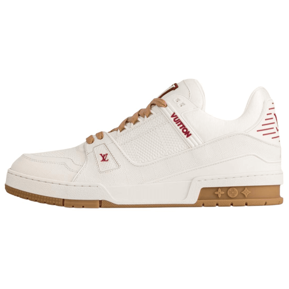 LOUIS VUITTON Trainer Men's Calfskin Round-Toe Lace-Up Low-Top Sneakers White