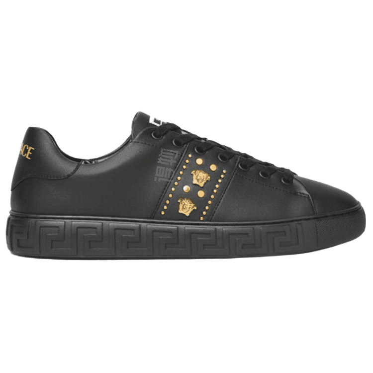 VERSACE Greca Low Top Skateboard Shoes Men's Black 4