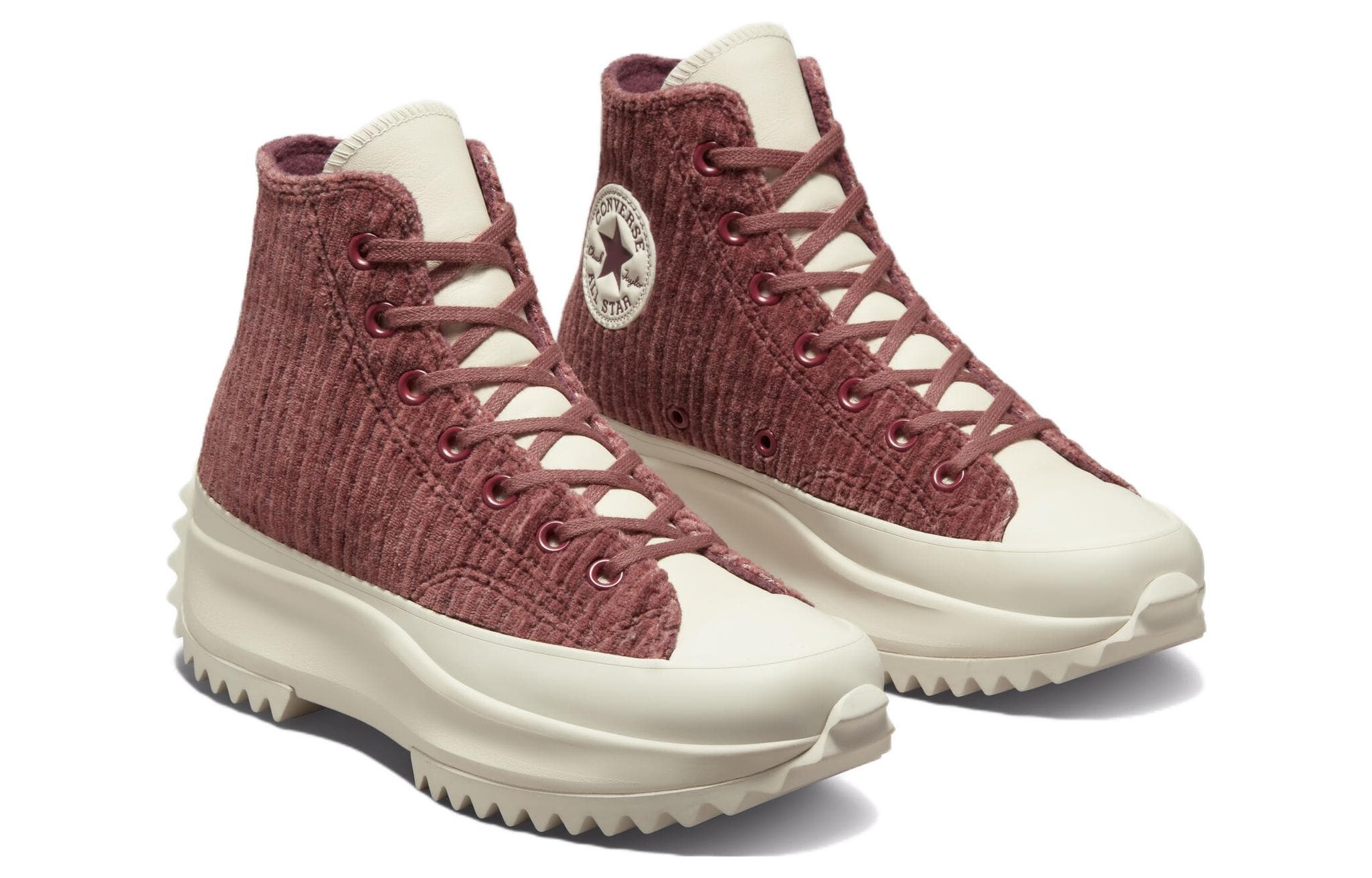 Converse Run Star Hike Platform Hi Striped Knit Dark Wine 6
