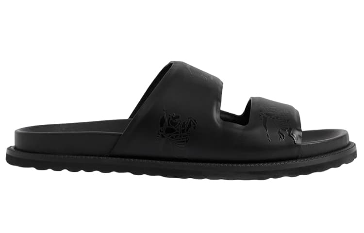 Burberry Embossed Ekd Slides Black Leather 4