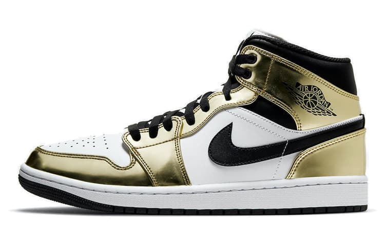 JORDAN 1 Mid Metallic Gold Black White
