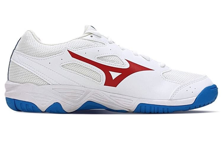 Mizuno Cyclone Speed CN Slip Resistant, Abrasion Resistant, Breathable Low top Training Shoes Unisex White Blue Red 4