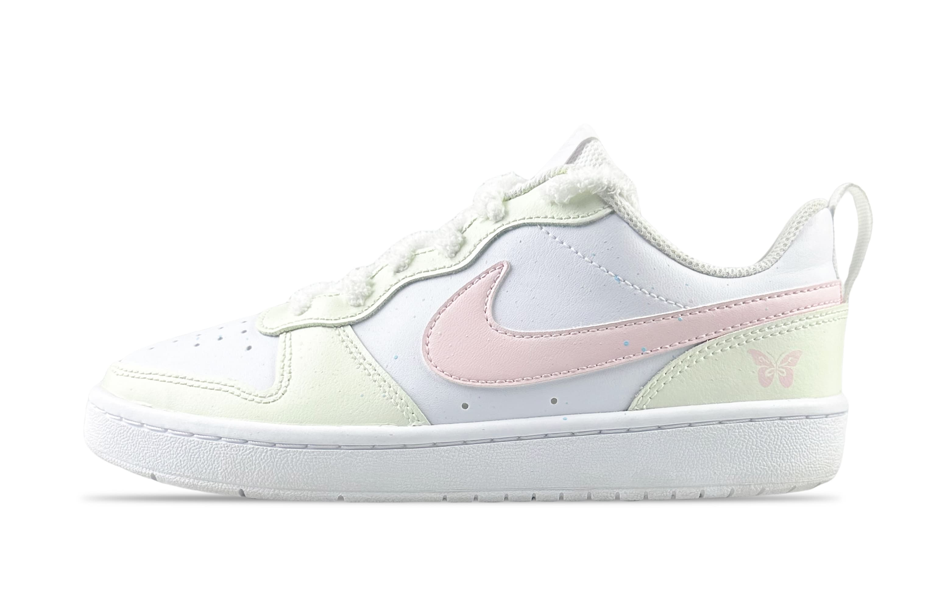 Nike Court Borough 2 Abrasion Resistant Low Top Skateboard Shoes GS Yellow Pink