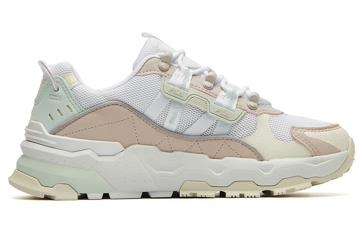 FILA TREK Anti-Slip Wear-Resistant Low-Top Chunky Sneakers Women's Beige White Pink 4