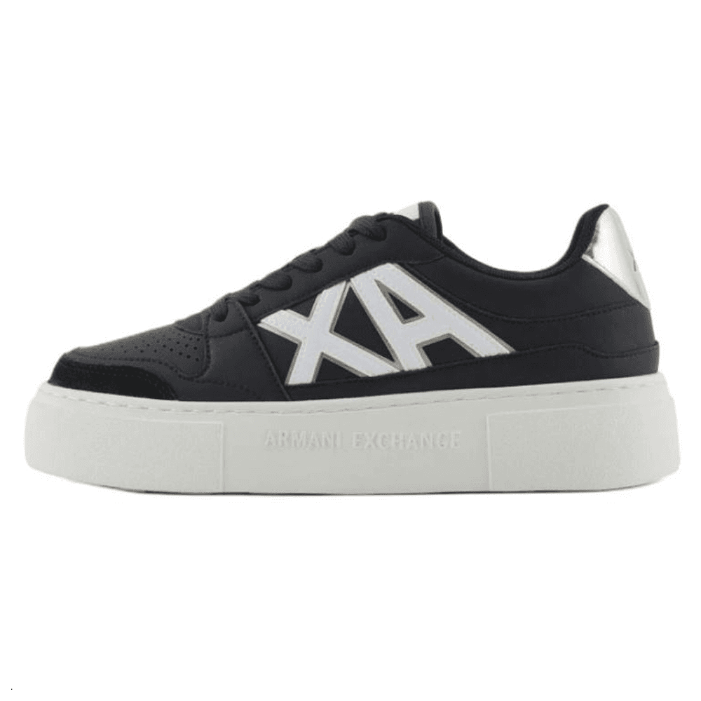 ARMANI EXCHANGE Round Toe Lace-Up Low-Top Skate Shoes Women's Black